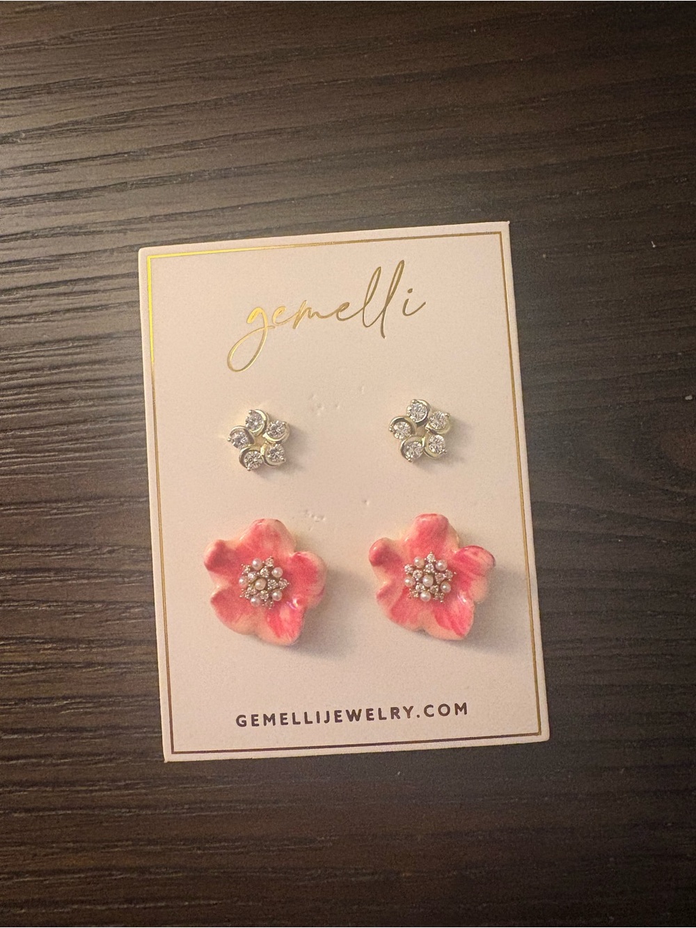 NEW Gemelli Flower and Crystal Stud Earring Set